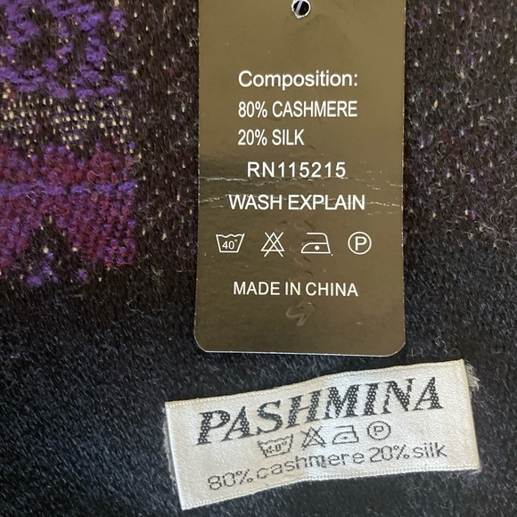 Pashmina/Silk Women Shawl Wrap Scarf Purple Floral Print Pattern - Picture 4 of 4
